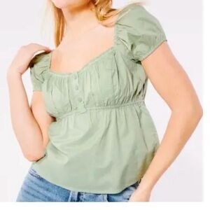 Hollister Hollister Women's light green Easy Short-Sleeve
Babydoll Top